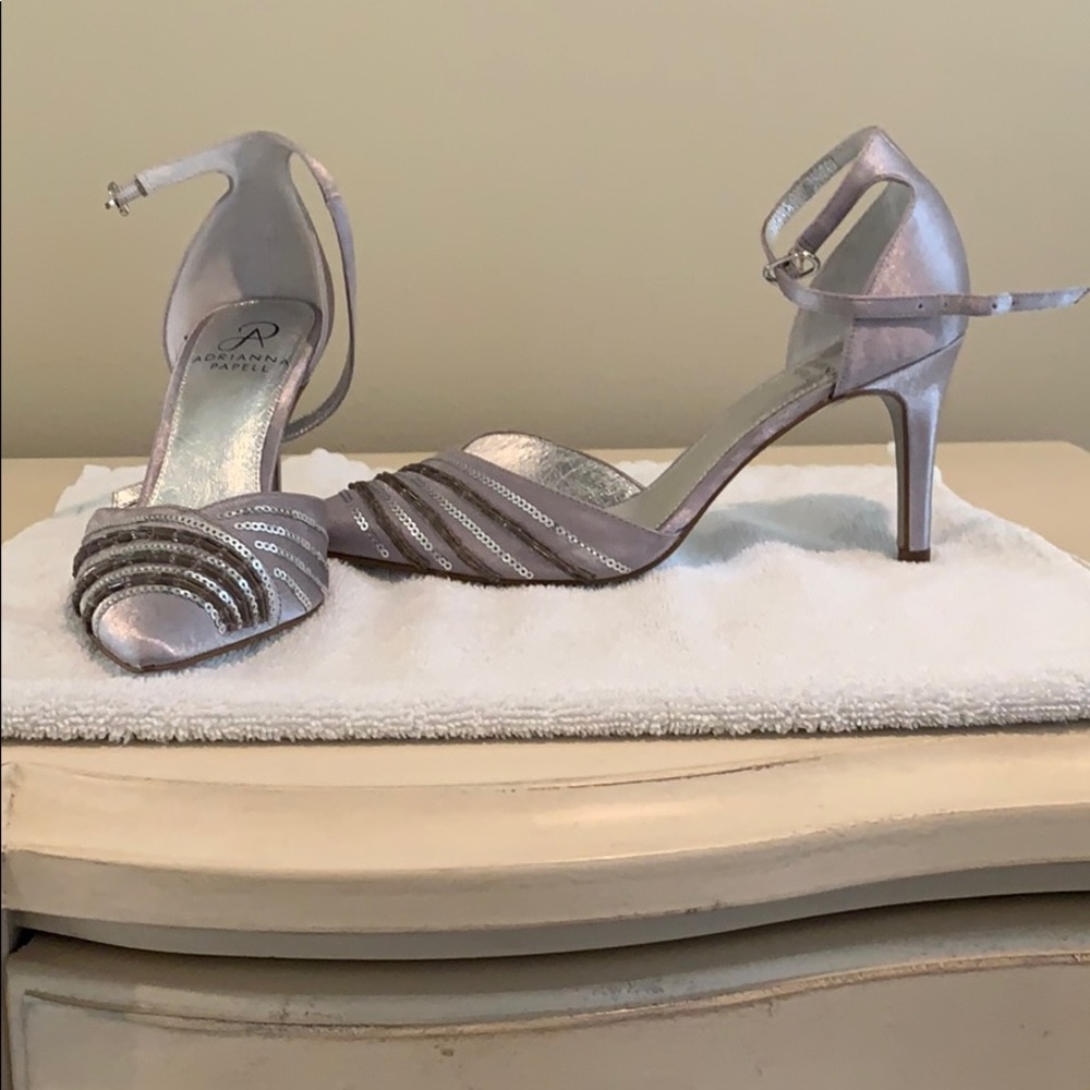 Adrianna Papell silver heels- 7